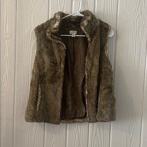 LOFT Chocolate Faux Fur Vest